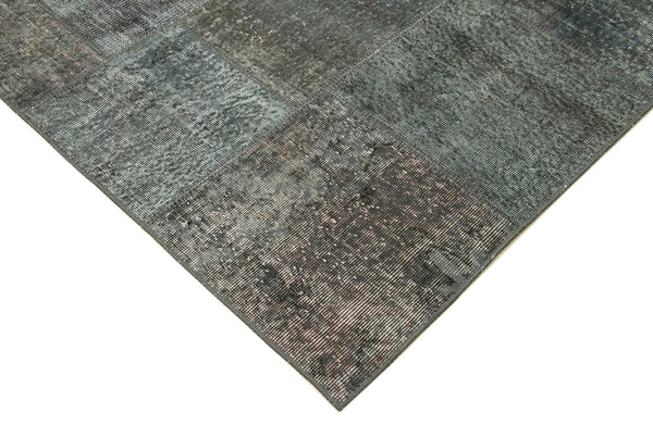 Kırk Yama Gri Patchwork Pamuk Yün El Dokuma Halısı 247x350 Agacan