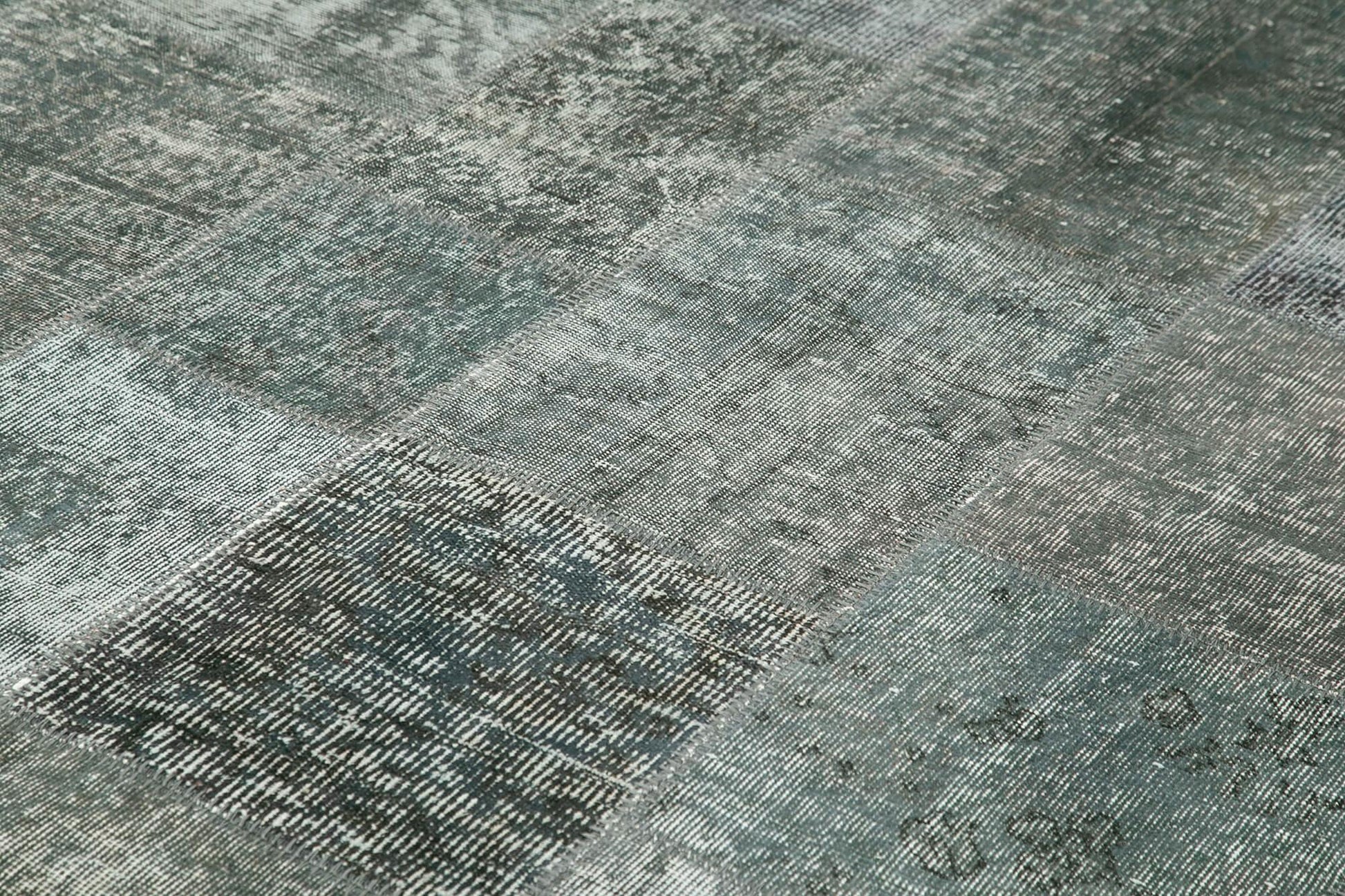 Kırk Yama Gri Patchwork Pamuk Yün El Dokuma Halısı 247x350 Agacan