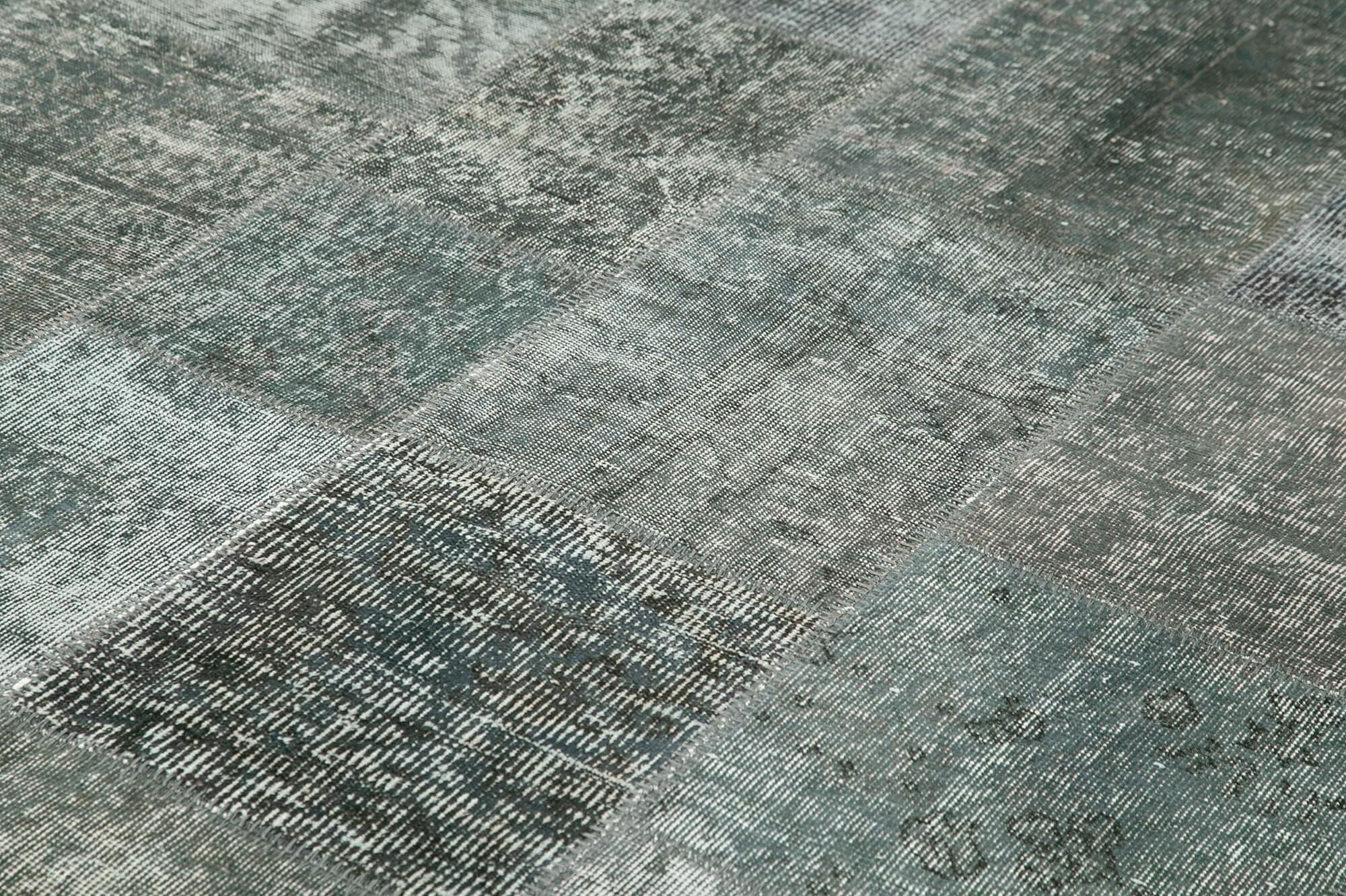 Kırk Yama Gri Patchwork Pamuk Yün El Dokuma Halısı 247x350 Agacan