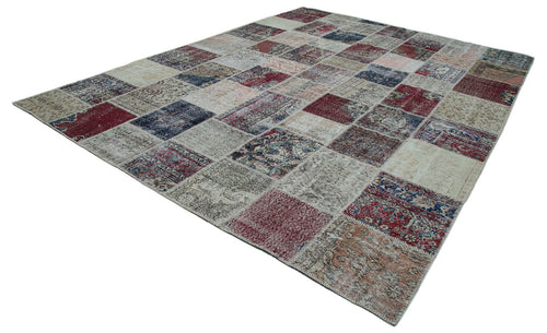 Kırk Yama Mavi Patchwork Pamuk Yün El Dokuma Halısı 300x400 Agacan