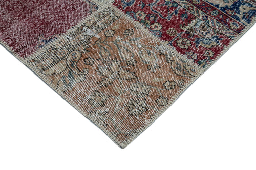 Kırk Yama Mavi Patchwork Pamuk Yün El Dokuma Halısı 300x400 Agacan