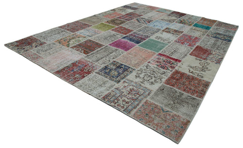 Kırk Yama Mavi Patchwork Pamuk Yün El Dokuma Halısı 300x402 Agacan
