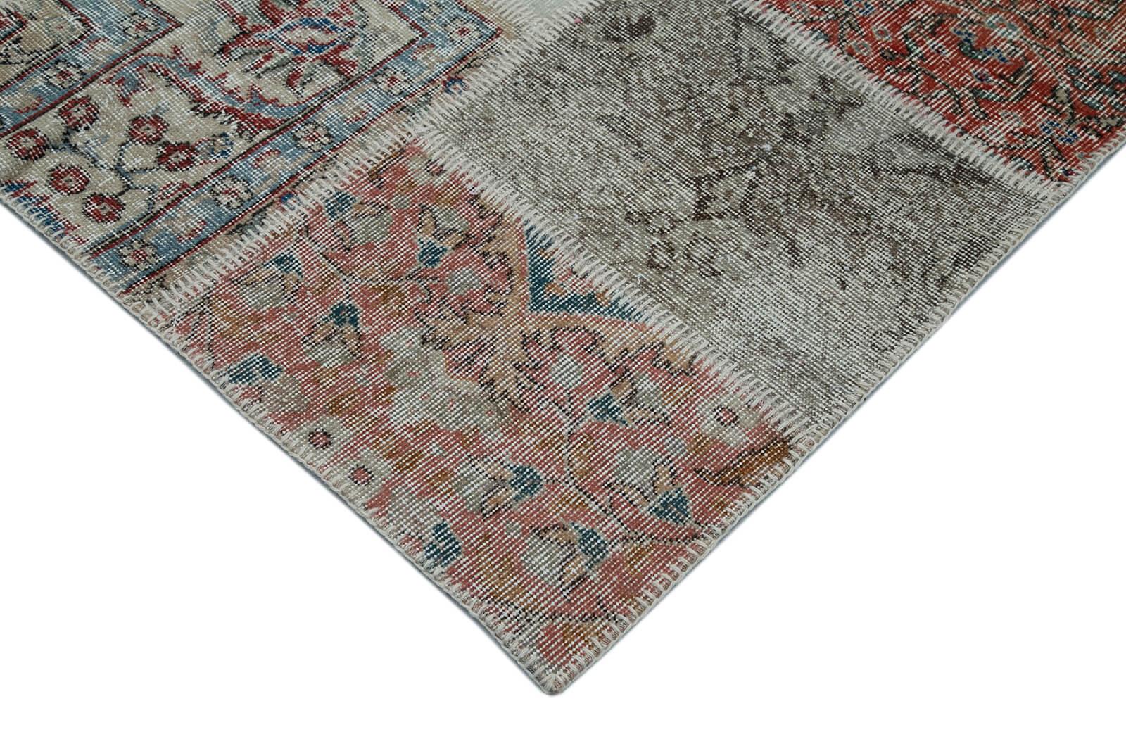 Kırk Yama Mavi Patchwork Pamuk Yün El Dokuma Halısı 300x402 Agacan
