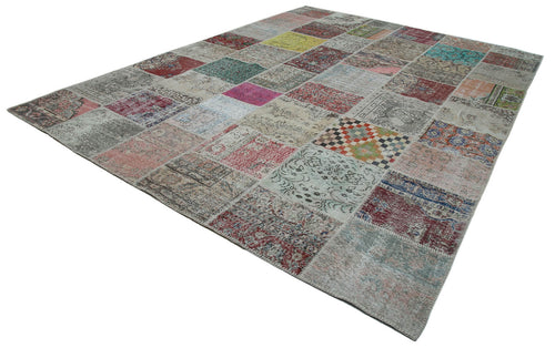Kırk Yama Mavi Patchwork Pamuk Yün El Dokuma Halısı 300x403 Agacan