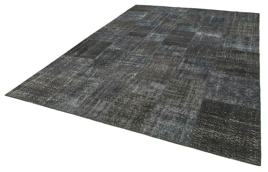 Kırk Yama Gri Patchwork Pamuk Yün El Dokuma Halısı 247x352 Agacan