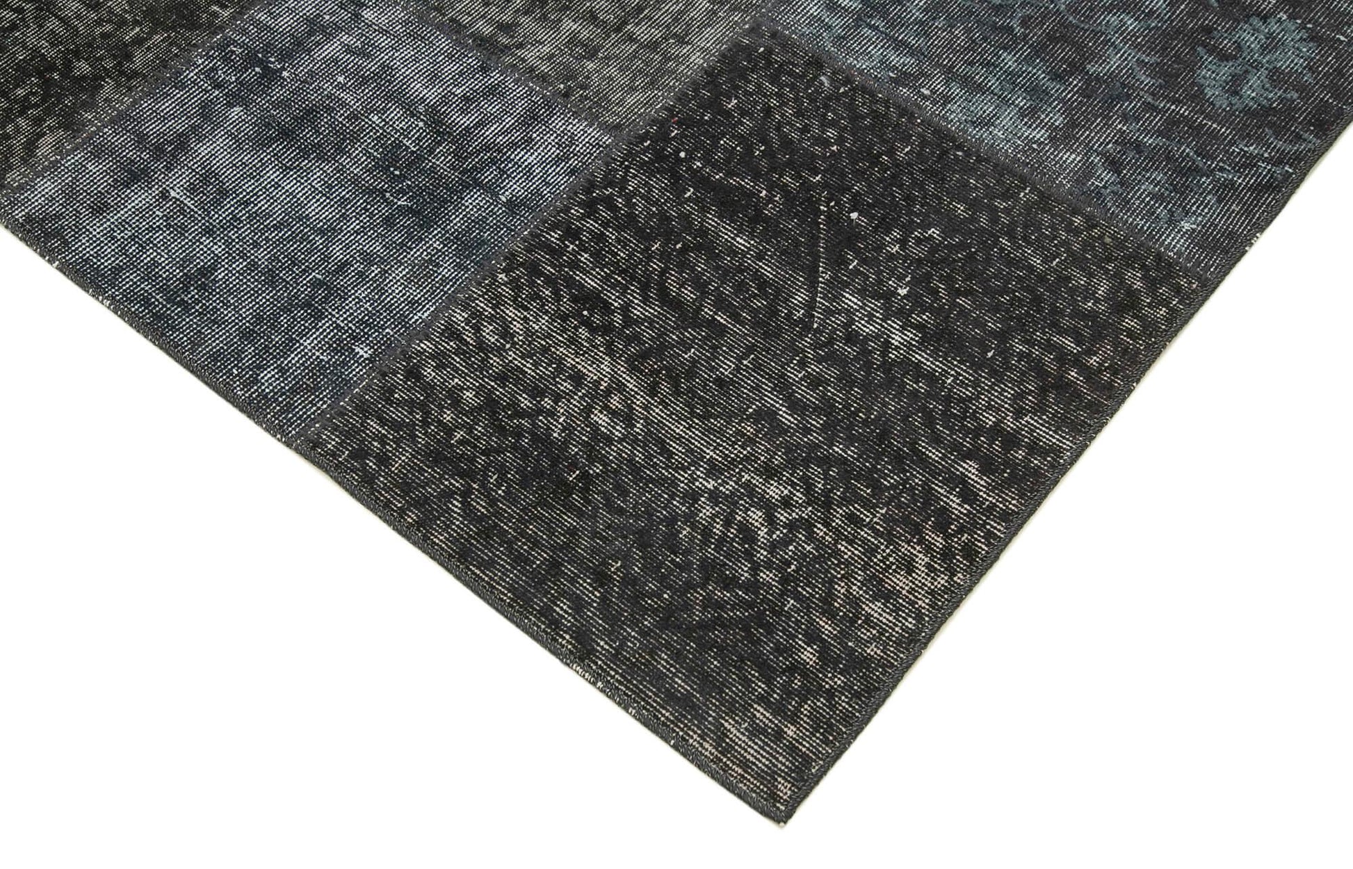 Kırk Yama Gri Patchwork Pamuk Yün El Dokuma Halısı 247x352 Agacan