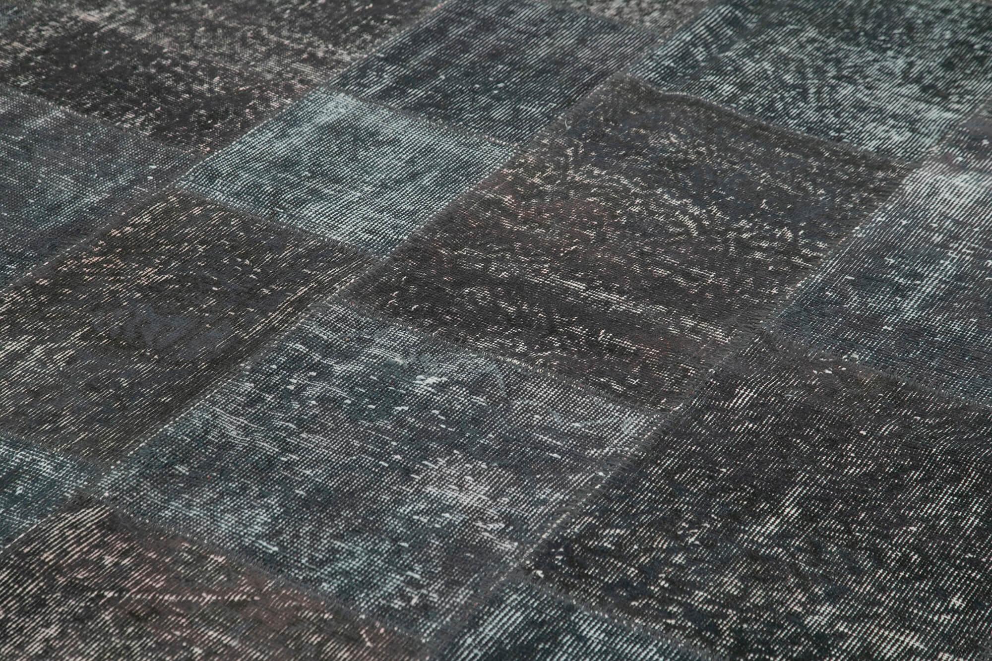 Kırk Yama Gri Patchwork Pamuk Yün El Dokuma Halısı 247x352 Agacan