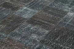 Kırk Yama Gri Patchwork Pamuk Yün El Dokuma Halısı 247x352 Agacan