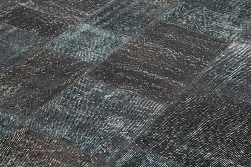 Kırk Yama Gri Patchwork Pamuk Yün El Dokuma Halısı 247x352 Agacan