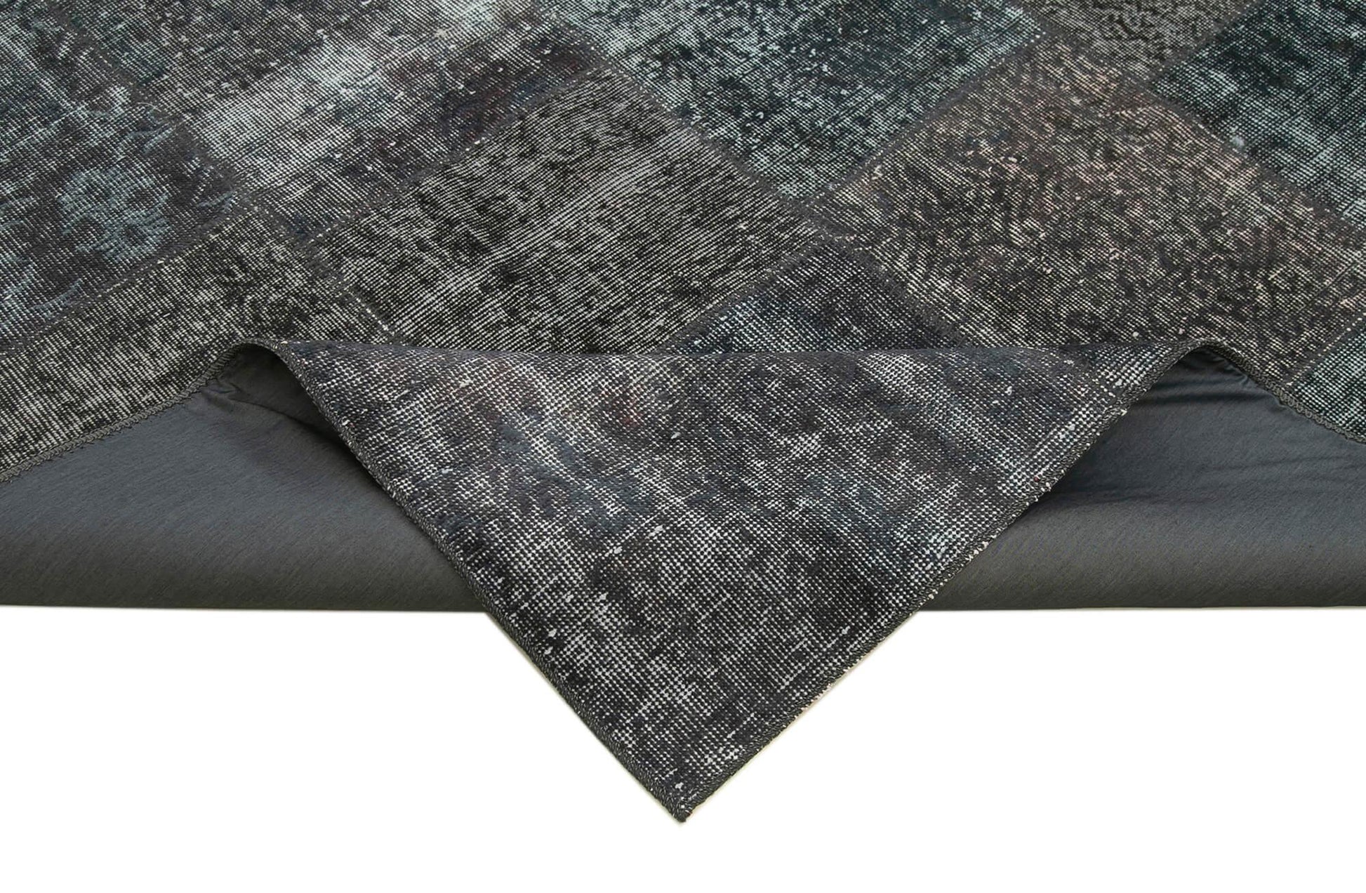 Kırk Yama Gri Patchwork Pamuk Yün El Dokuma Halısı 247x352 Agacan