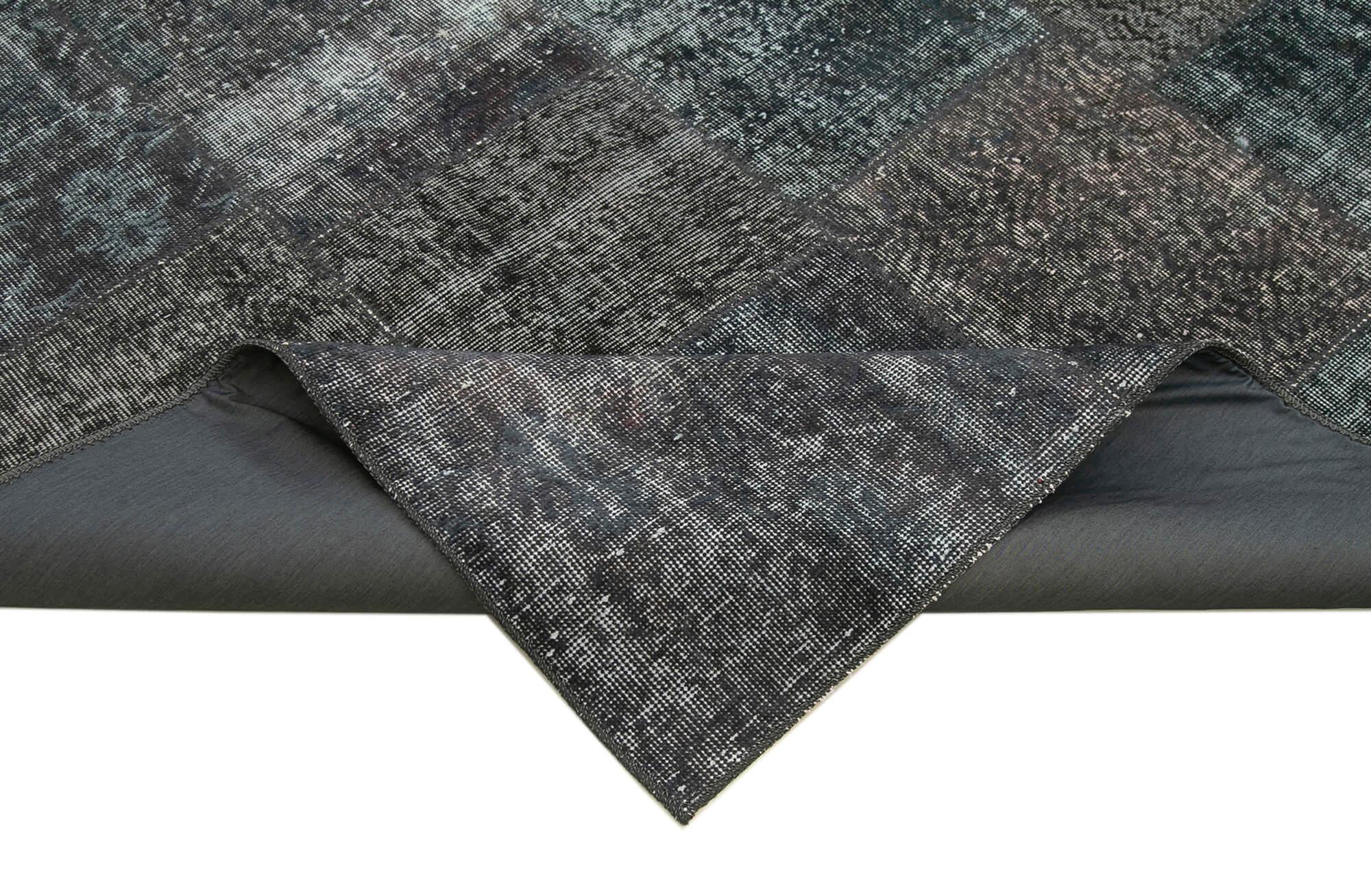Kırk Yama Gri Patchwork Pamuk Yün El Dokuma Halısı 247x352 Agacan