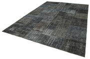 Kırk Yama Gri Patchwork Pamuk Yün El Dokuma Halısı 247x351 Agacan