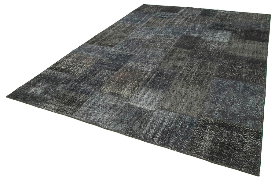 Kırk Yama Gri Patchwork Pamuk Yün El Dokuma Halısı 247x351 Agacan