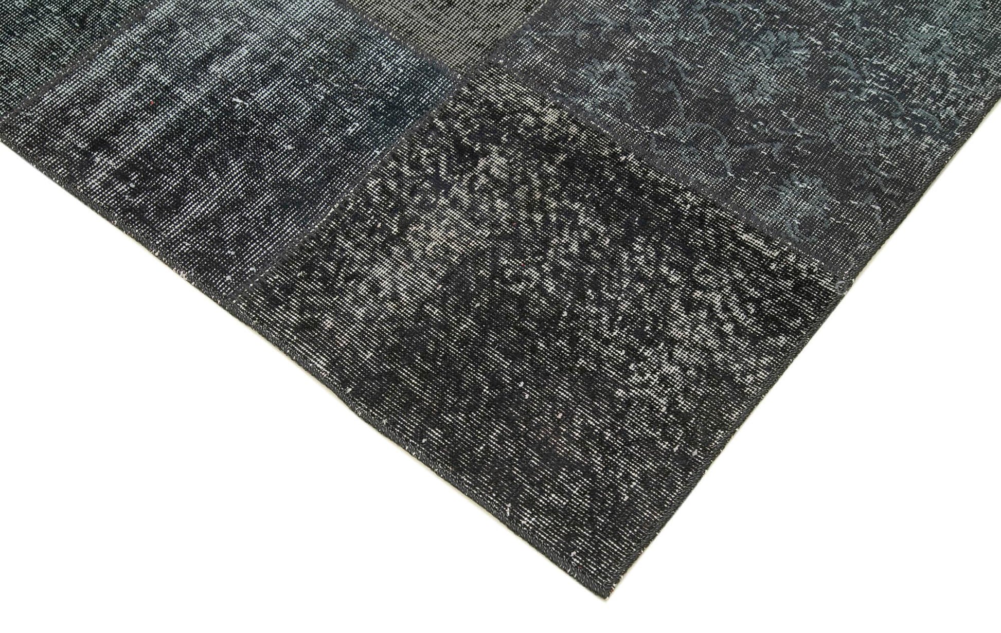 Kırk Yama Gri Patchwork Pamuk Yün El Dokuma Halısı 247x351 Agacan