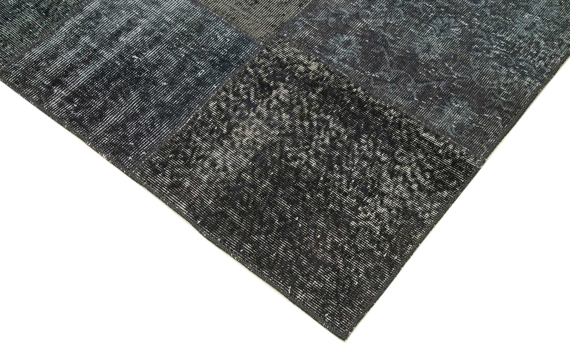 Kırk Yama Gri Patchwork Pamuk Yün El Dokuma Halısı 247x351 Agacan