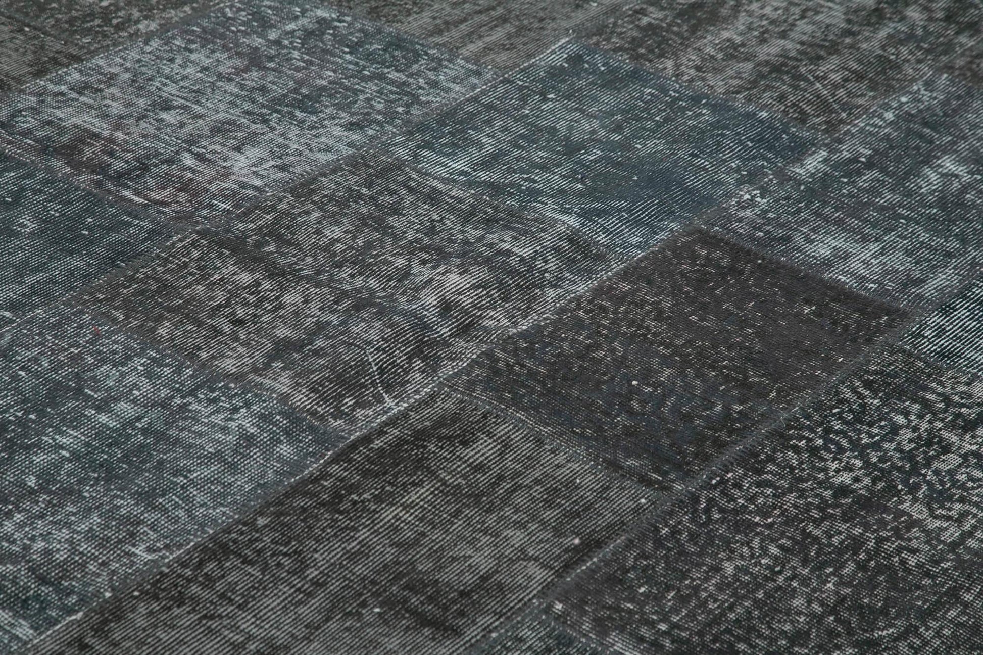 Kırk Yama Gri Patchwork Pamuk Yün El Dokuma Halısı 247x351 Agacan