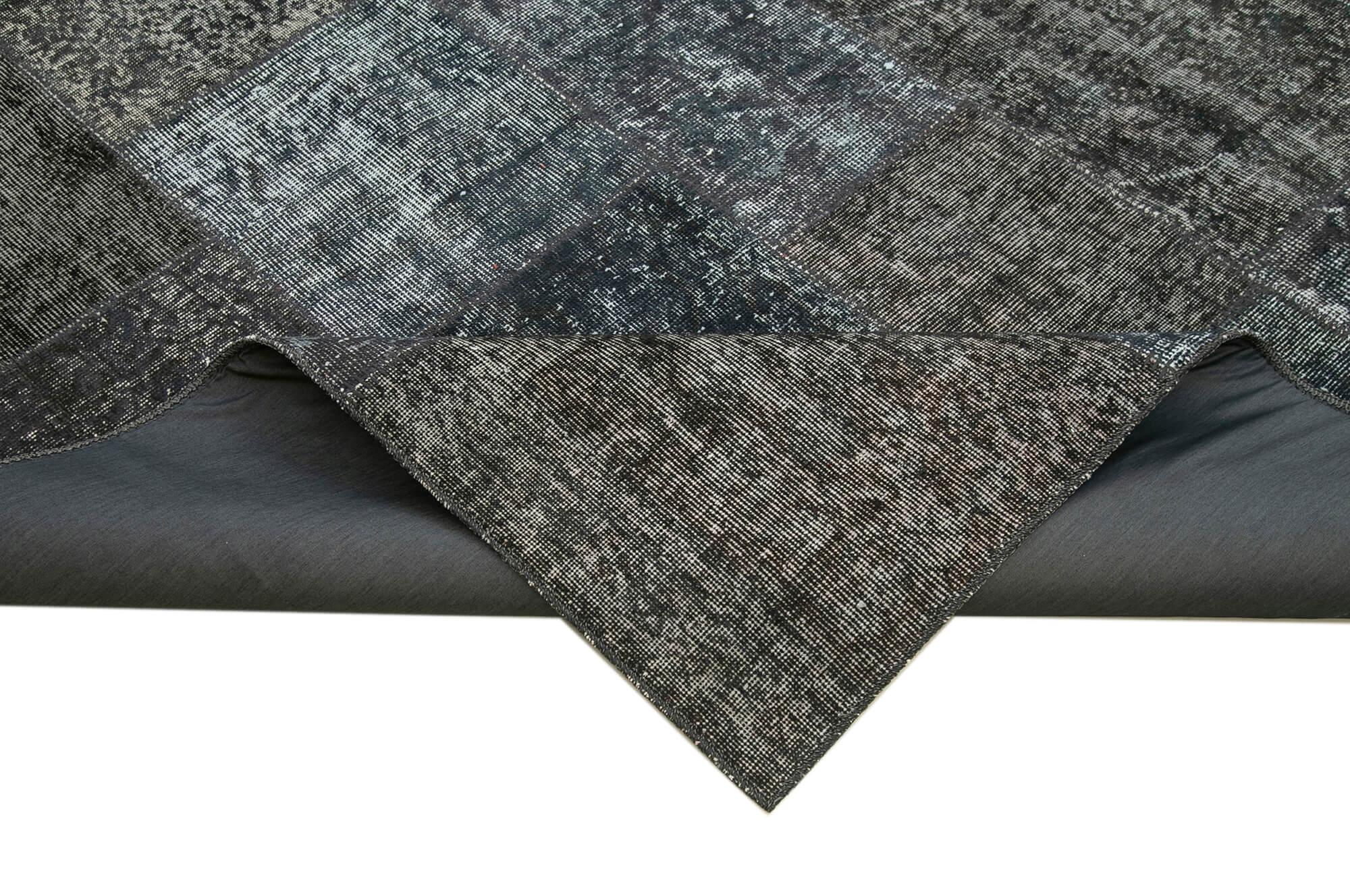 Kırk Yama Gri Patchwork Pamuk Yün El Dokuma Halısı 247x351 Agacan
