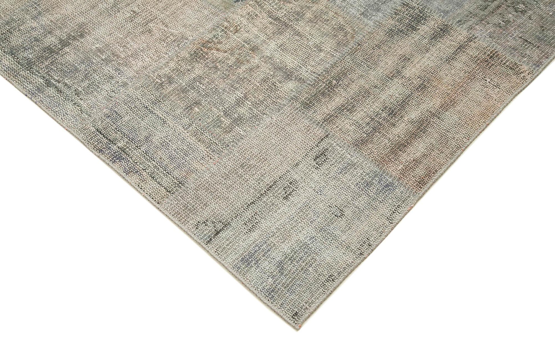 Kırk Yama Gri Patchwork Pamuk Yün El Dokuma Halısı 248x352 Agacan