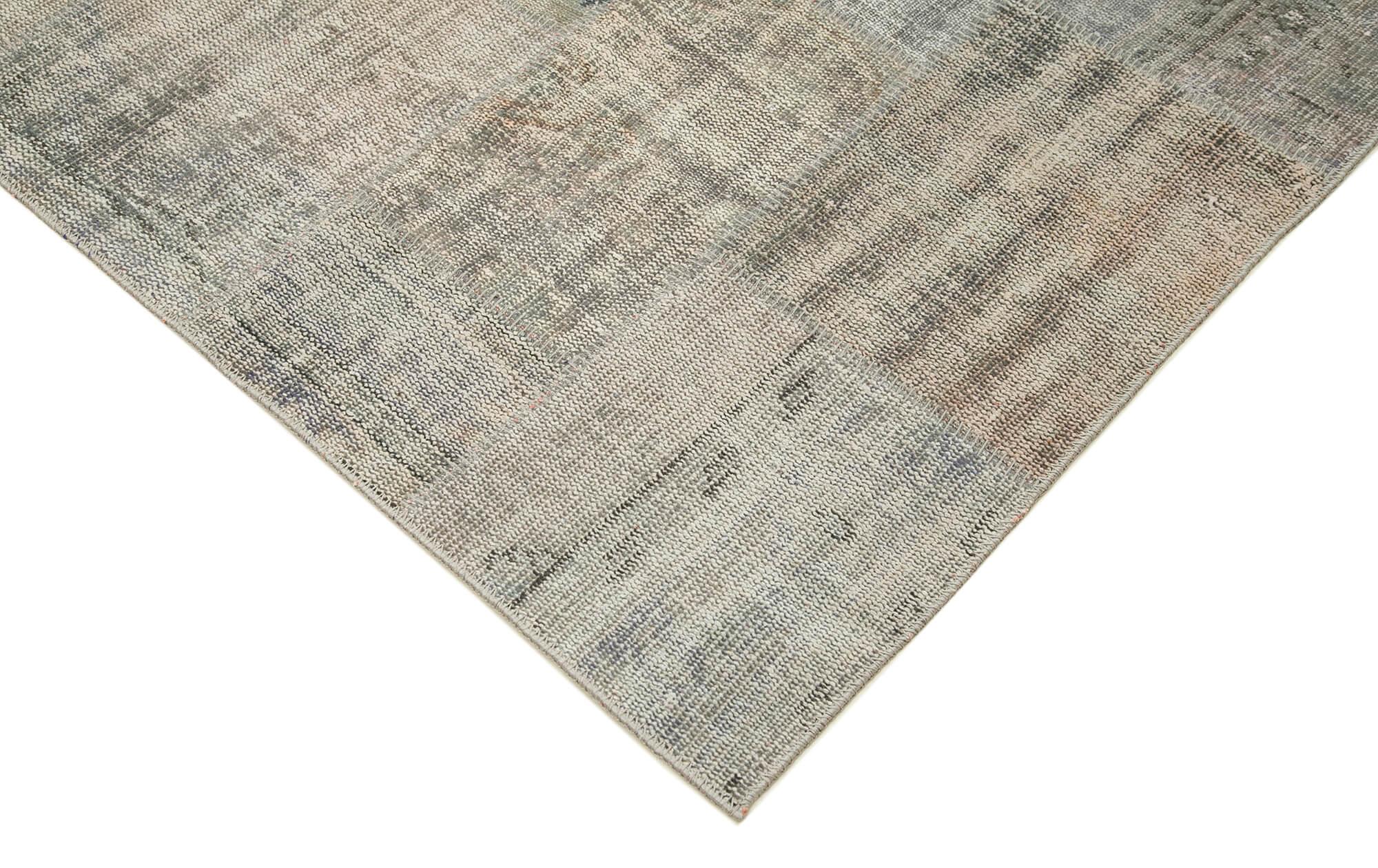 Kırk Yama Gri Patchwork Pamuk Yün El Dokuma Halısı 248x352 Agacan