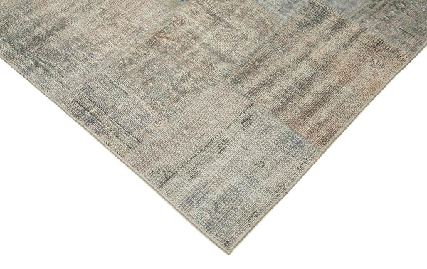 Kırk Yama Gri Patchwork Pamuk Yün El Dokuma Halısı 248x352 Agacan