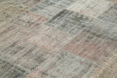 Kırk Yama Gri Patchwork Pamuk Yün El Dokuma Halısı 248x352 Agacan