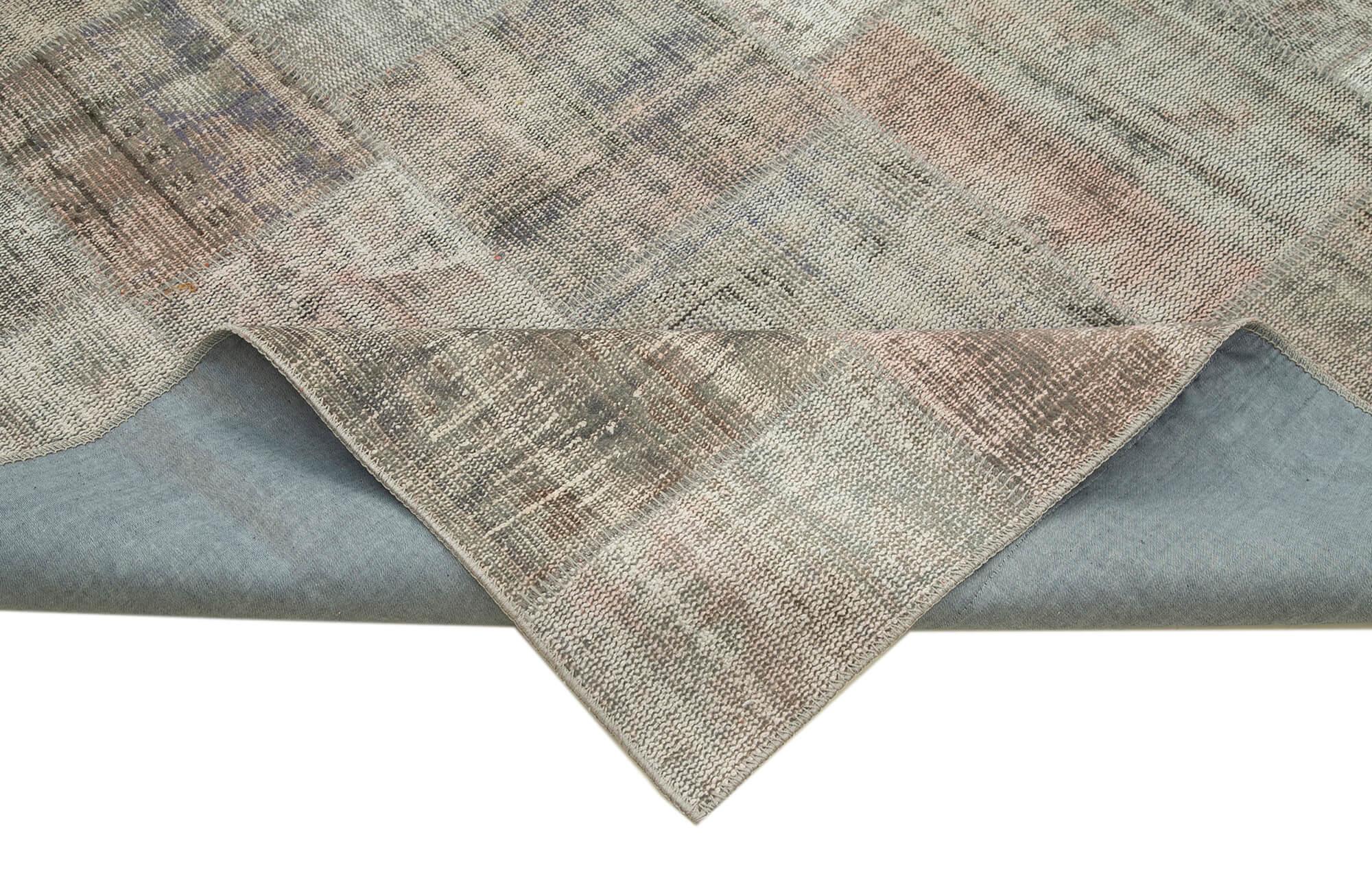 Kırk Yama Gri Patchwork Pamuk Yün El Dokuma Halısı 248x352 Agacan