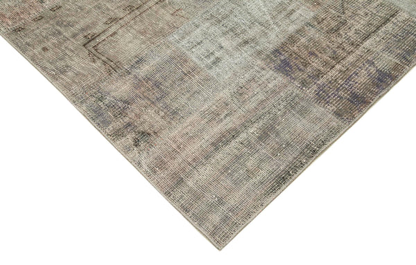 Kırk Yama Gri Patchwork Pamuk Yün El Dokuma Halısı 248x354 Agacan
