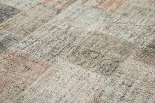 Kırk Yama Gri Patchwork Pamuk Yün El Dokuma Halısı 248x354 Agacan