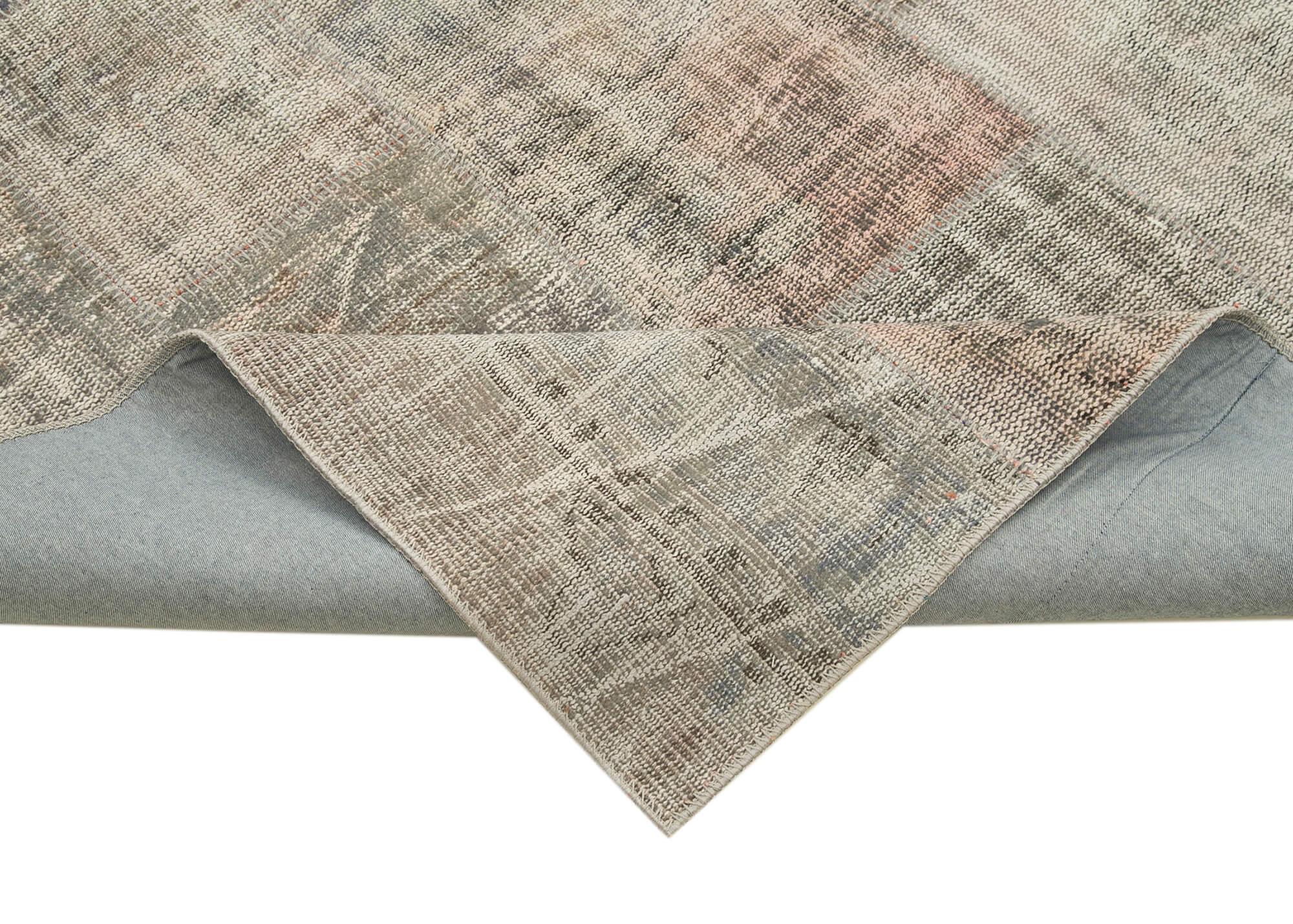 Kırk Yama Gri Patchwork Pamuk Yün El Dokuma Halısı 248x354 Agacan