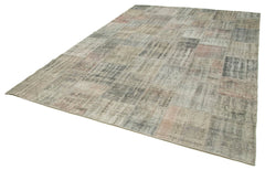 Kırk Yama Gri Patchwork Pamuk Yün El Dokuma Halısı 250x352 Agacan