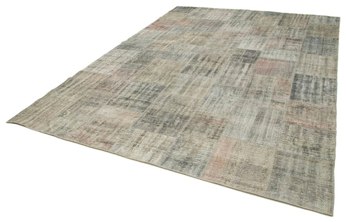 Kırk Yama Gri Patchwork Pamuk Yün El Dokuma Halısı 250x352 Agacan
