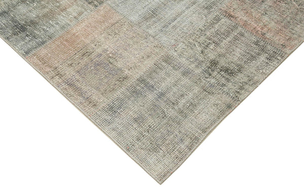Kırk Yama Gri Patchwork Pamuk Yün El Dokuma Halısı 250x352 Agacan