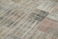Kırk Yama Gri Patchwork Pamuk Yün El Dokuma Halısı 250x352 Agacan