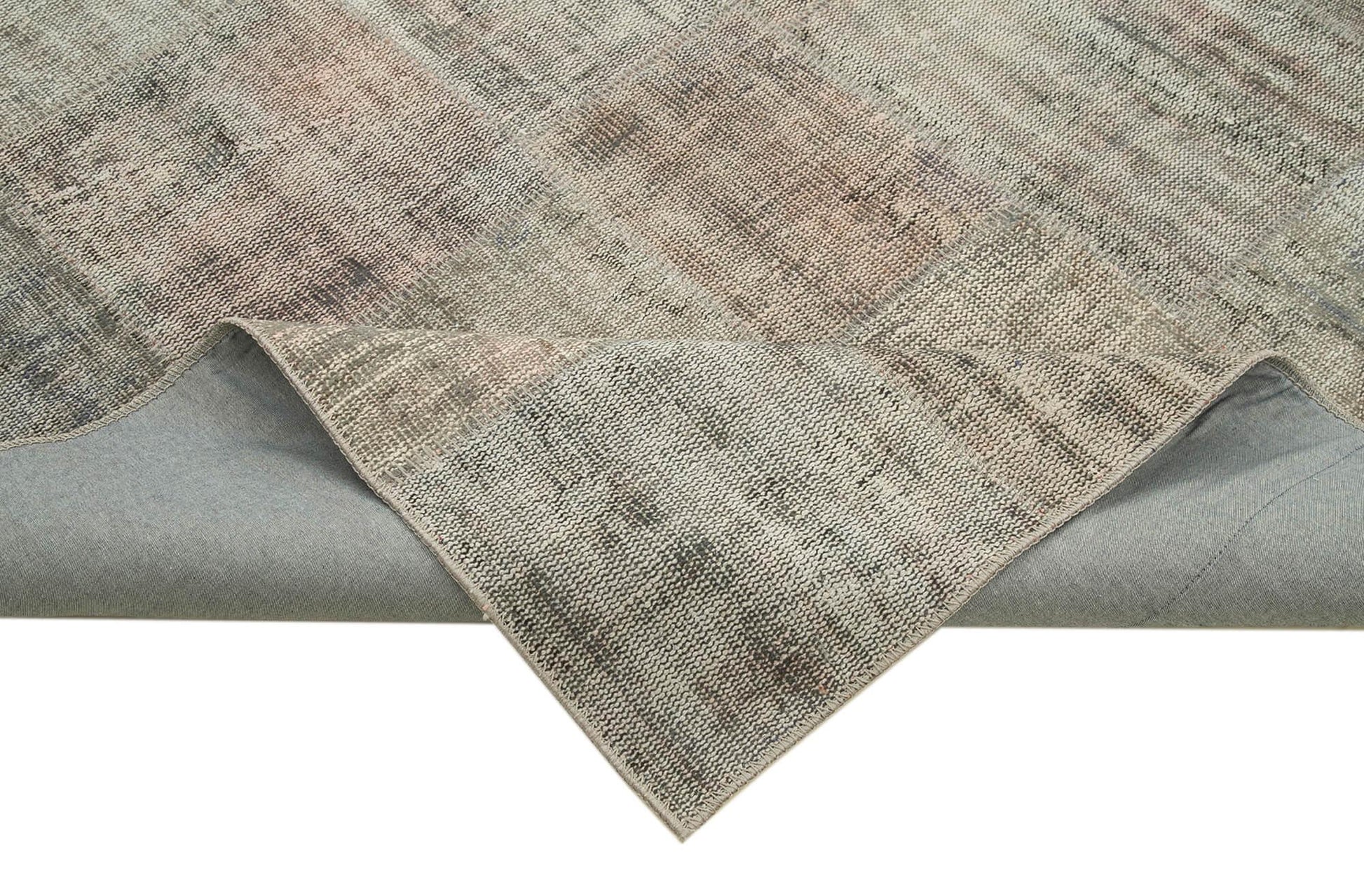 Kırk Yama Gri Patchwork Pamuk Yün El Dokuma Halısı 250x352 Agacan
