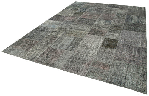 Kırk Yama Gri Patchwork Pamuk Yün El Dokuma Halısı 250x352 Agacan