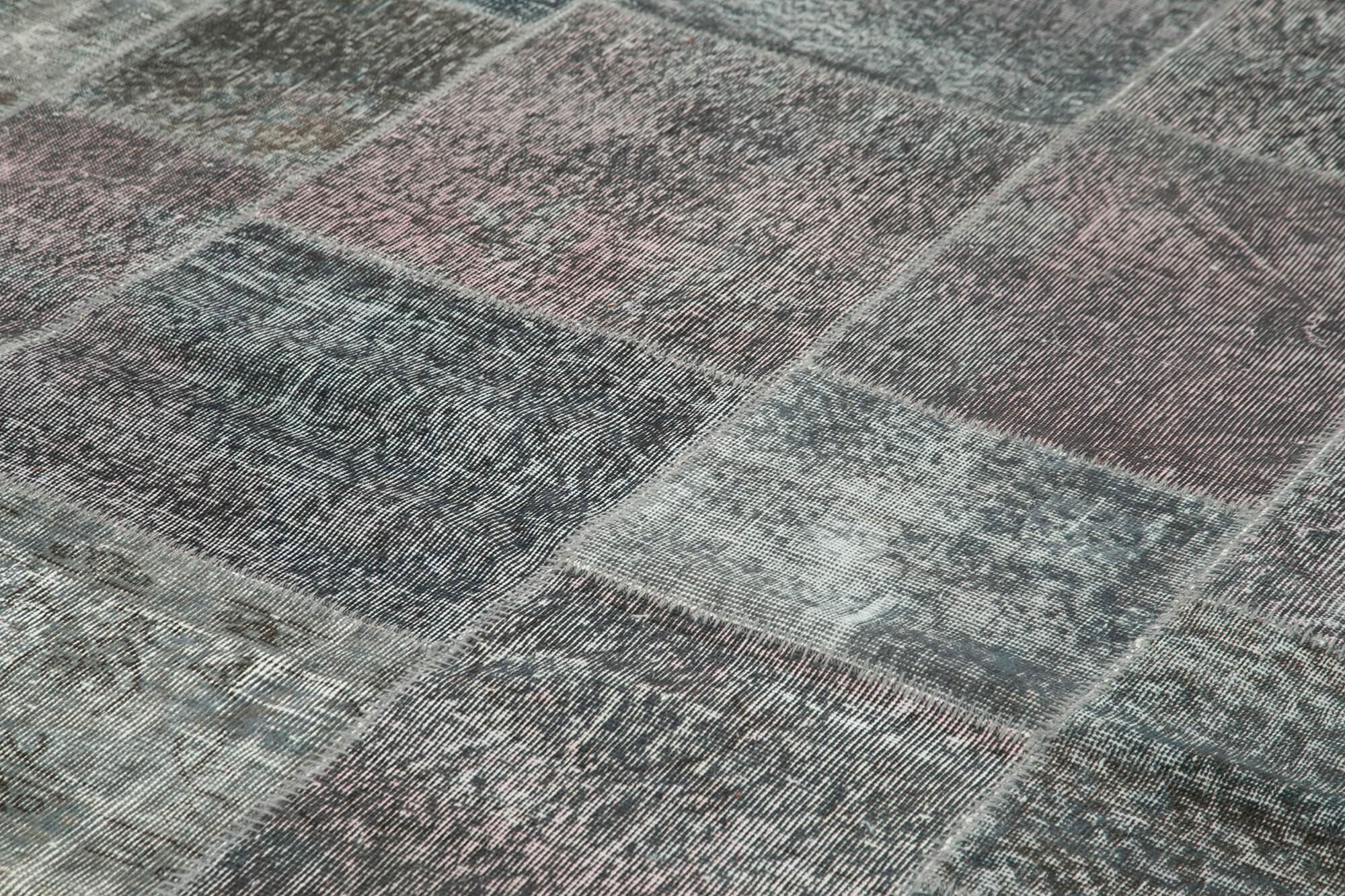 Kırk Yama Gri Patchwork Pamuk Yün El Dokuma Halısı 250x352 Agacan