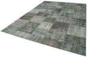 Kırk Yama Gri Patchwork Pamuk Yün El Dokuma Halısı 245x346 Agacan