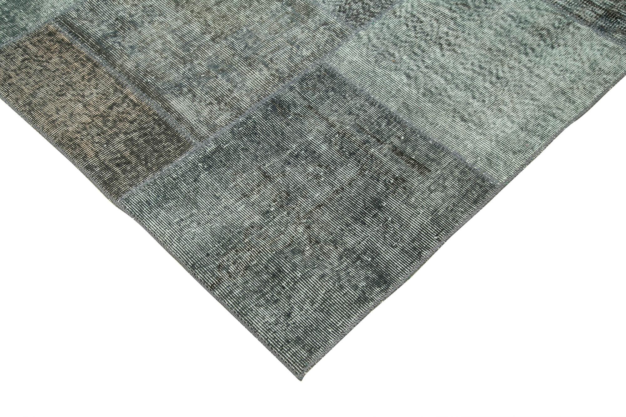 Kırk Yama Gri Patchwork Pamuk Yün El Dokuma Halısı 245x346 Agacan