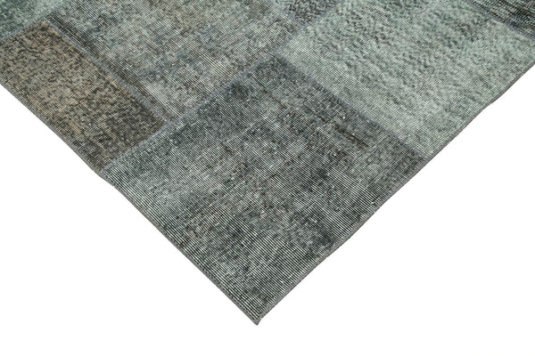 Kırk Yama Gri Patchwork Pamuk Yün El Dokuma Halısı 245x346 Agacan