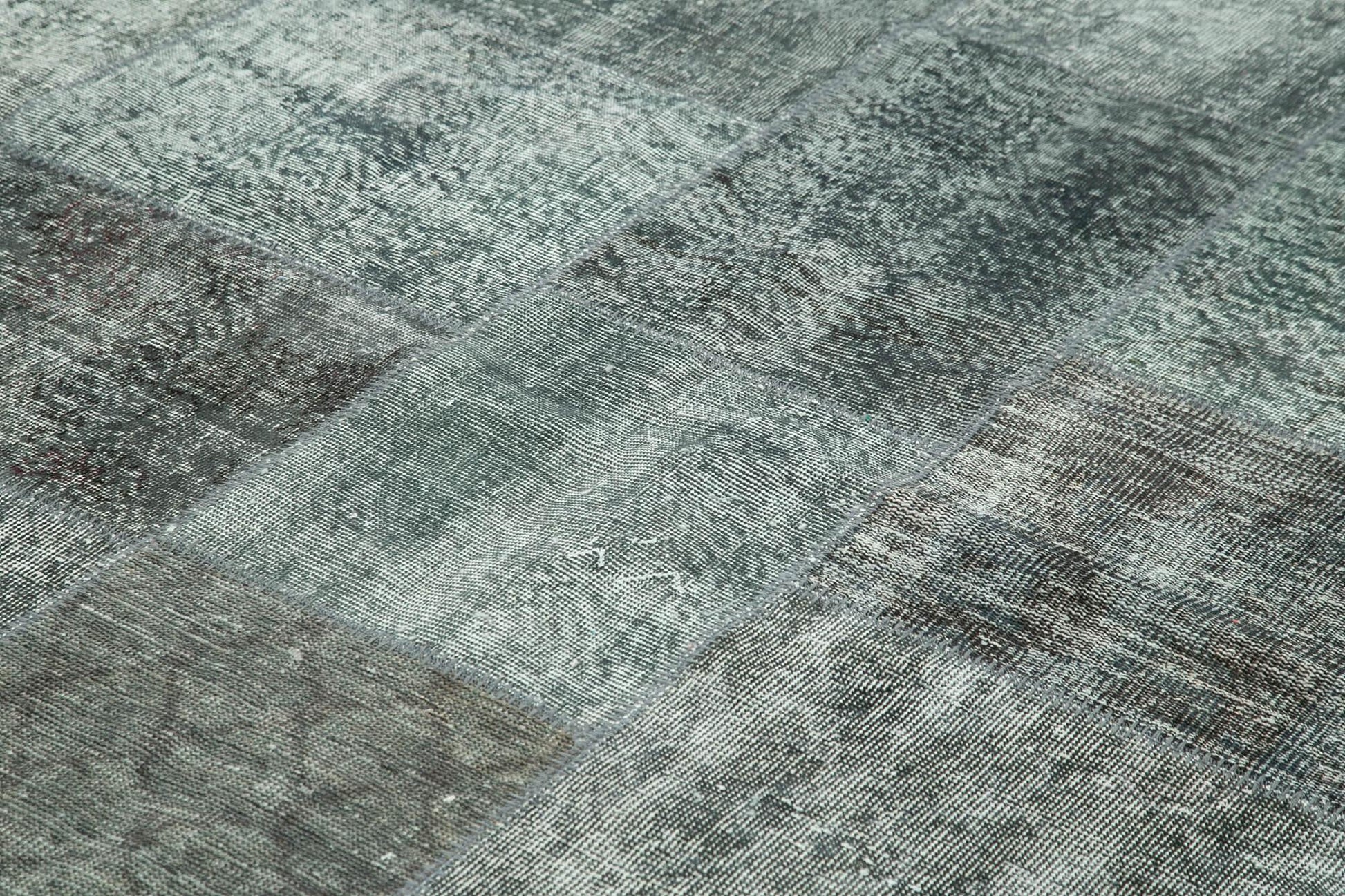 Kırk Yama Gri Patchwork Pamuk Yün El Dokuma Halısı 245x346 Agacan