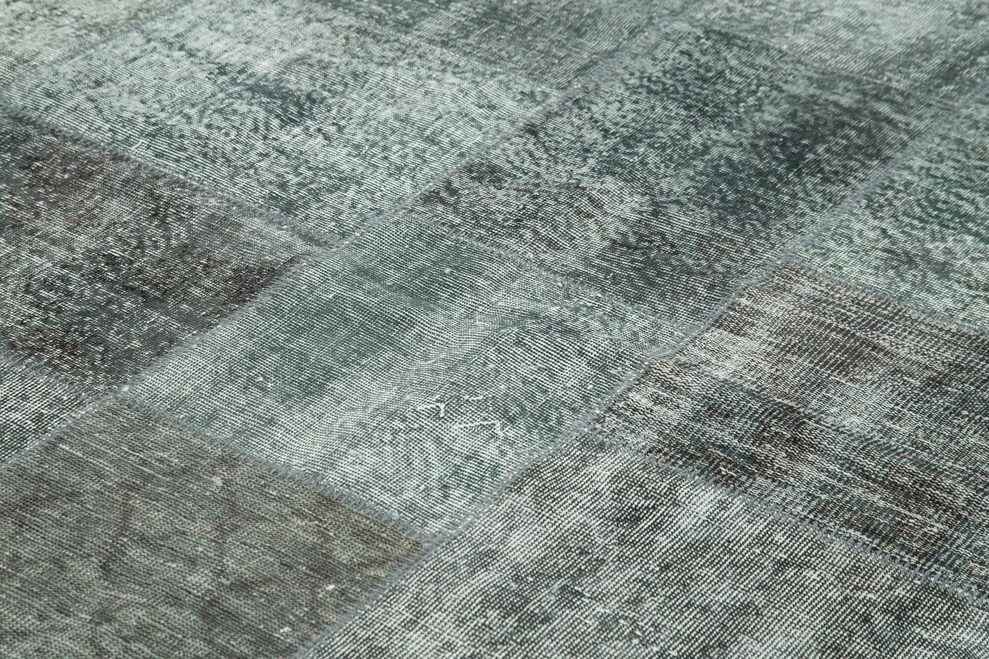 Kırk Yama Gri Patchwork Pamuk Yün El Dokuma Halısı 245x346 Agacan