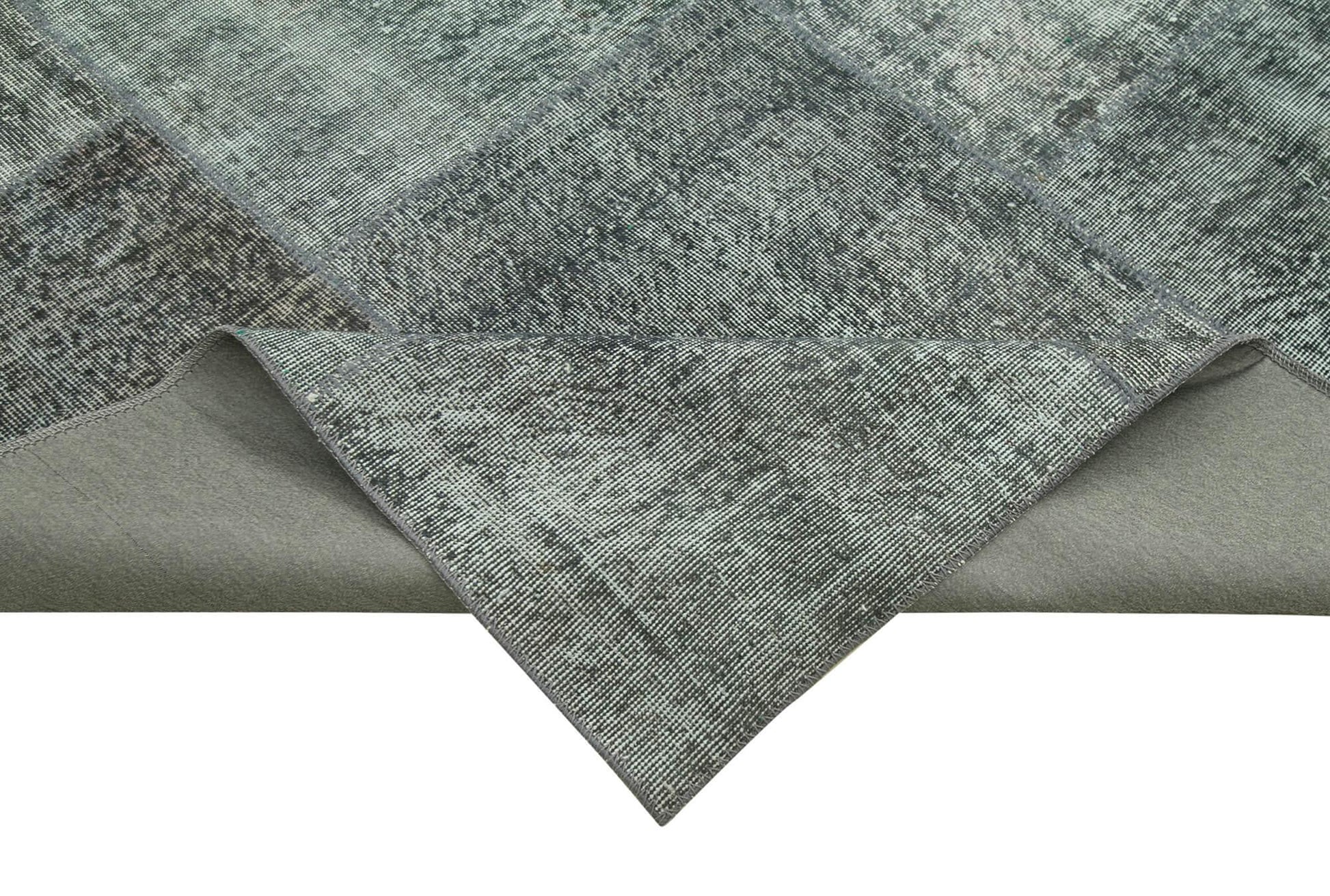 Kırk Yama Gri Patchwork Pamuk Yün El Dokuma Halısı 245x346 Agacan
