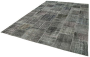 Kırk Yama Gri Patchwork Pamuk Yün El Dokuma Halısı 245x352 Agacan