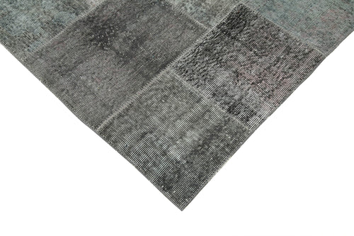 Kırk Yama Gri Patchwork Pamuk Yün El Dokuma Halısı 245x352 Agacan