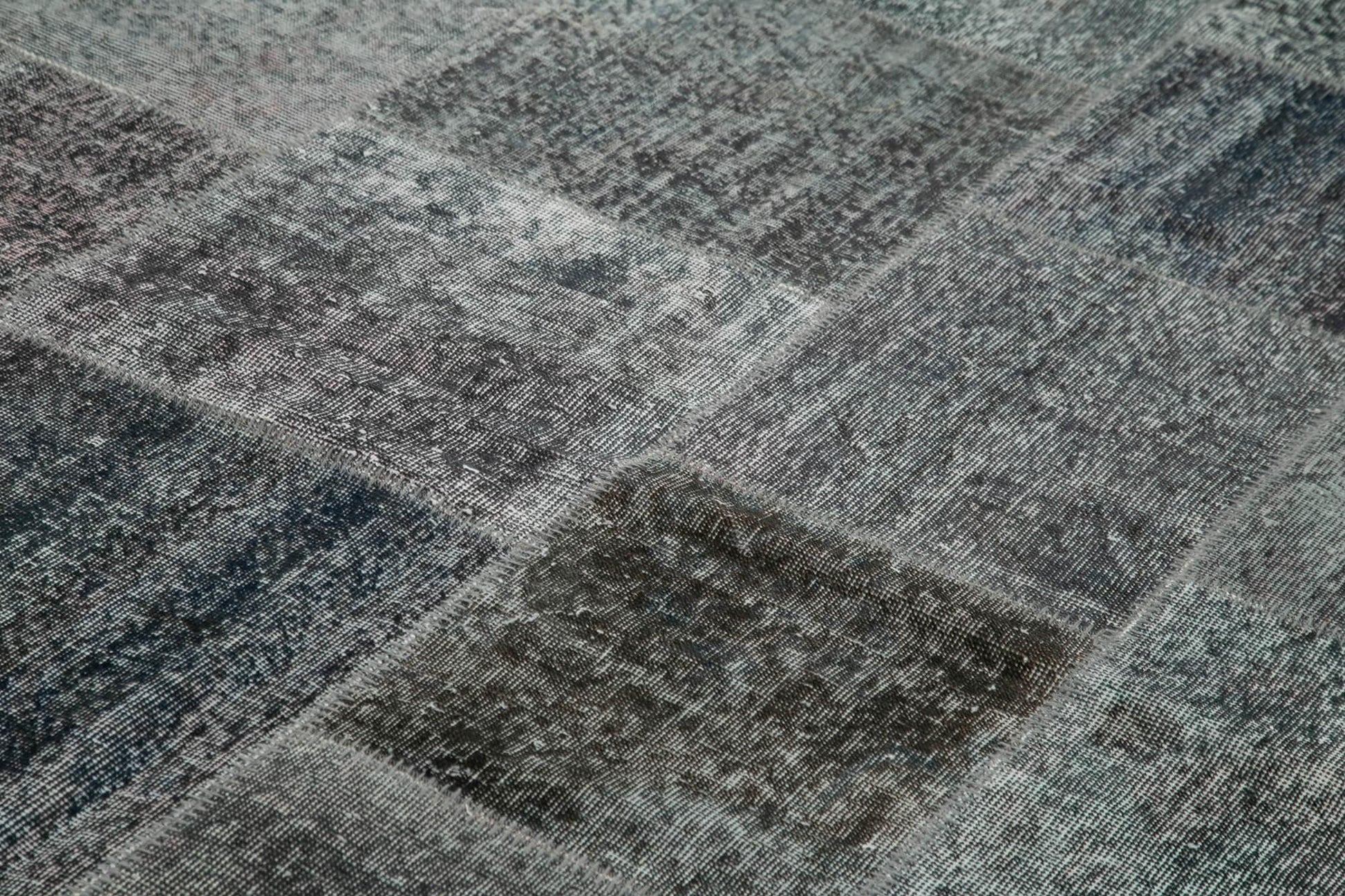 Kırk Yama Gri Patchwork Pamuk Yün El Dokuma Halısı 245x352 Agacan