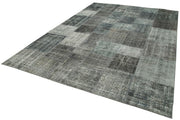 Kırk Yama Gri Patchwork Pamuk Yün El Dokuma Halısı 248x346 Agacan