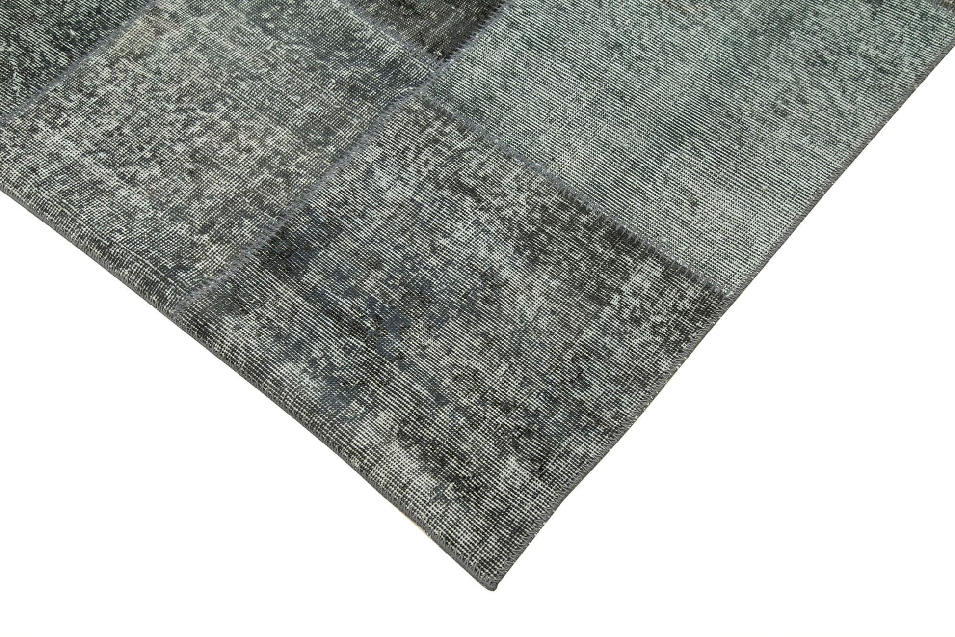 Kırk Yama Gri Patchwork Pamuk Yün El Dokuma Halısı 248x346 Agacan