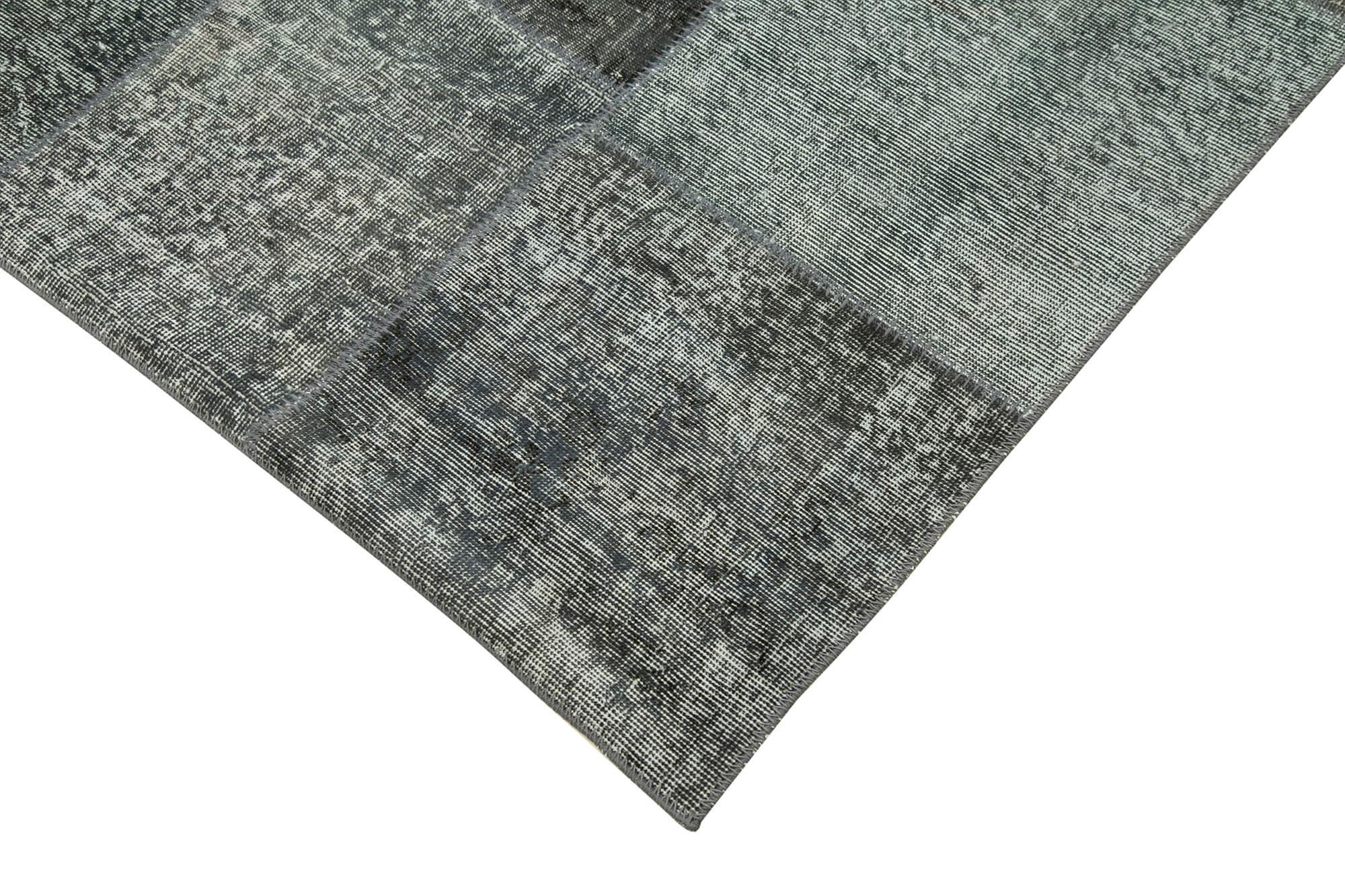 Kırk Yama Gri Patchwork Pamuk Yün El Dokuma Halısı 248x346 Agacan