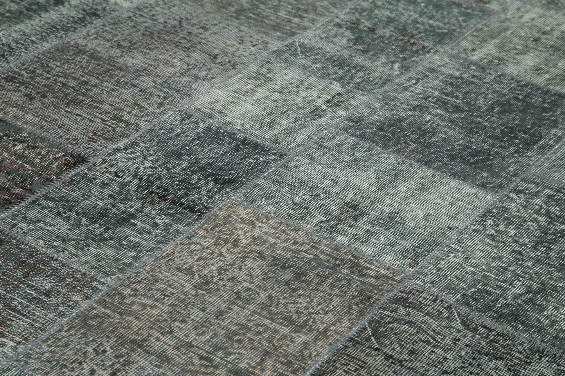 Kırk Yama Gri Patchwork Pamuk Yün El Dokuma Halısı 248x346 Agacan