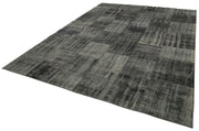 Kırk Yama Siyah Patchwork Pamuk Yün El Dokuma Halısı 256x351 Agacan